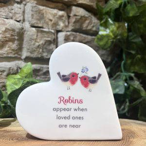 Robins Appear Ceramic Heart