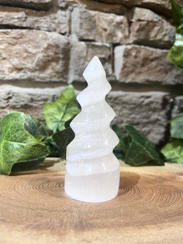 Selenite Spiral Crystal Tower 9cm