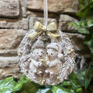 Hedgehog Couple Wreath Bauble