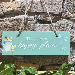 Lily Pad Frog Happy Place Garden Sign