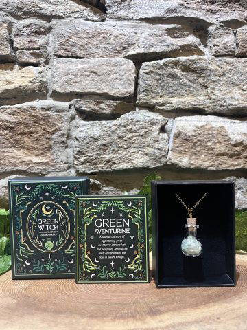 Green Witch Potion Bottle Necklace Aventurine