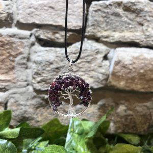Garnet Crystal Tree Of Life Pendant