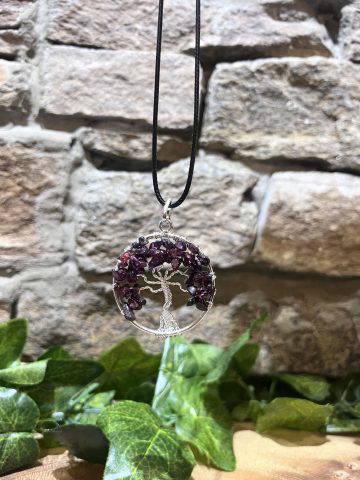 Garnet Crystal Tree Of Life Pendant