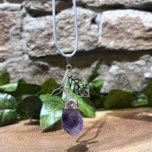 Amethyst Crystal Rose Pendant
