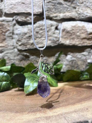 Amethyst Crystal Rose Pendant