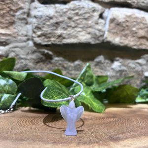 Blue Chalcedony Crystal Angel Pendant