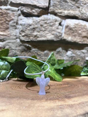 Blue Chalcedony Crystal Angel Pendant