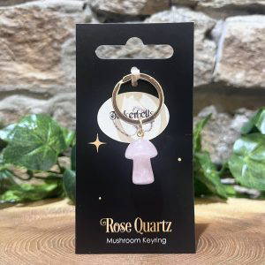 Crystal Mushroom Keyring Rose Quartz