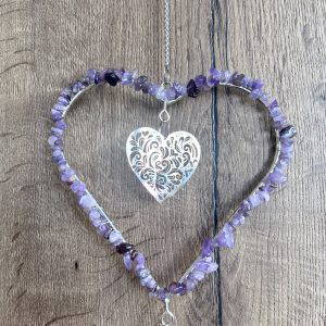 Crystal Chime Amethyst Heart