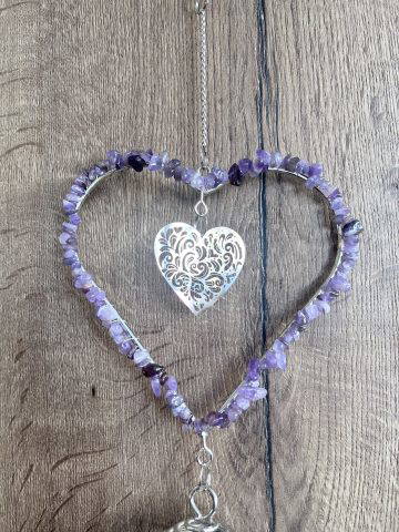 Crystal Chime Amethyst Heart