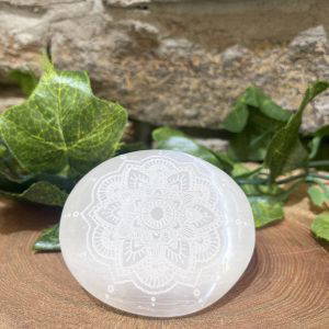 Selenite Crystal Mandala Palm Stone
