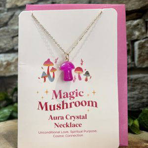 Magic Mushroom Aura Crystal Necklace Pink
