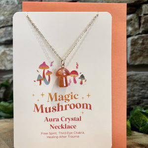Magic Mushroom Aura Crystal Necklace Orange