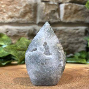 Moss Agate Crystal Flame 7cm