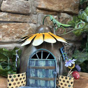 Sunflower Metal Fairy House
