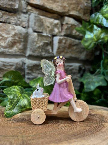 Little Fairy With Bicycle & Bunny