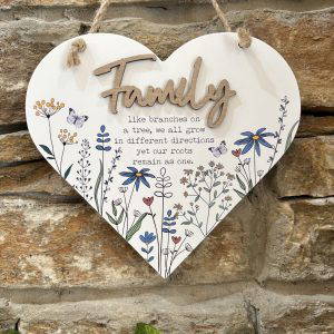 Family Roots Wooden Heart Plaque