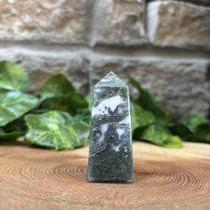 Moss Agate Crystal Obelisk 5.5cm