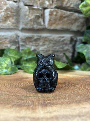 Obsidian Crystal Gothic Owl 4cm
