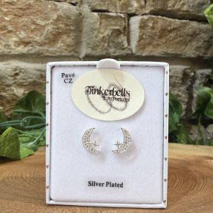 Sparkling Moon Stud Earrings