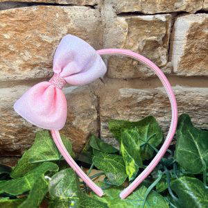 Glitter Bow Headband Pink