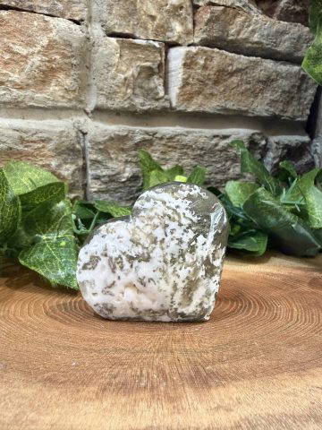Moss Agate Crystal Heart 6cm