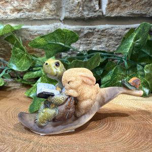 Turtle & Bunny On Leaf Ornament